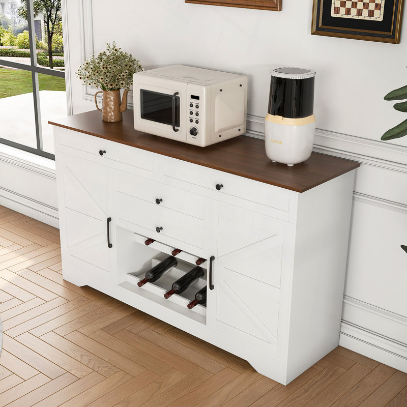 Buffet de 54 po avec armoire de rangement et tablette réglable - table de salle à manger avec tiroir en bois, armoire de rangement pour la salle à manger et le salon