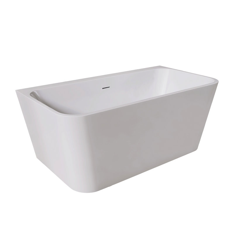 55" Rectangular Gloss White Acrylic Soaker Tub, With Materials, Fiberglass Reinforced Bottom, Non-Slip Feature, Design, Drains Not Provided Bathtub, Standing, Resin And , Reinforced, For Secure Use,