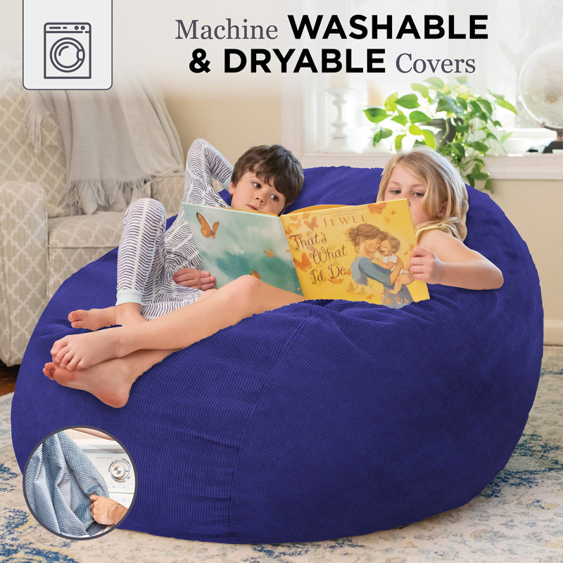CordaRoy's Corduroy Convertible Bean Bag Chair, Large (King), Navy Corduroy