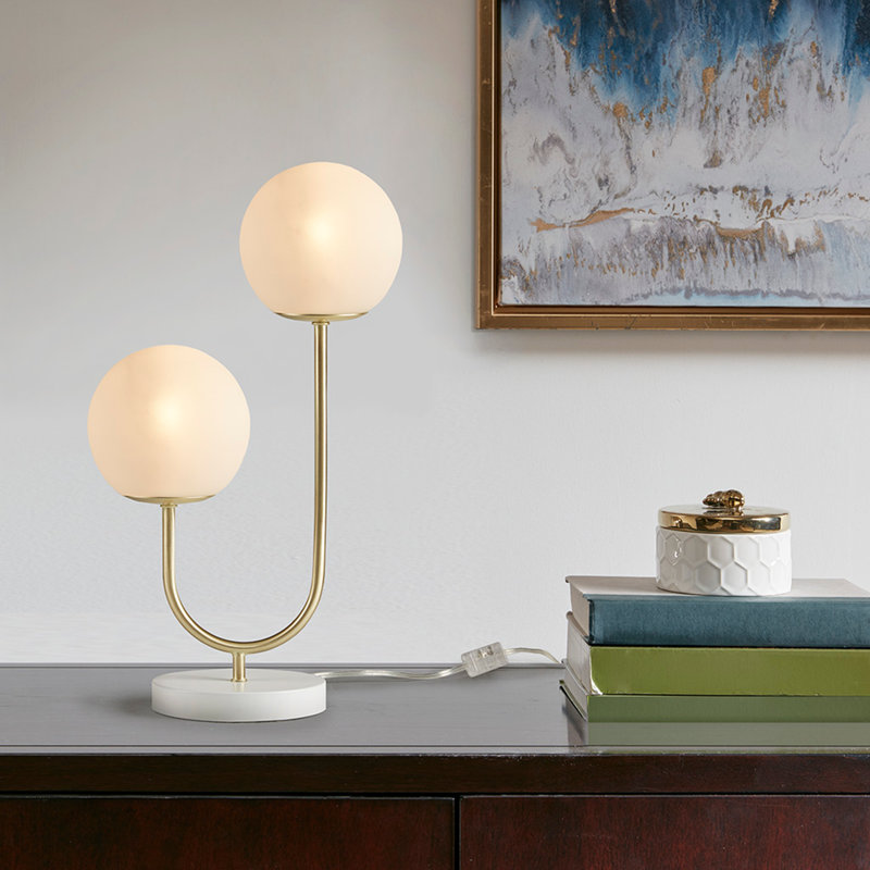 Lampe de table en métal 2 lumières Globe