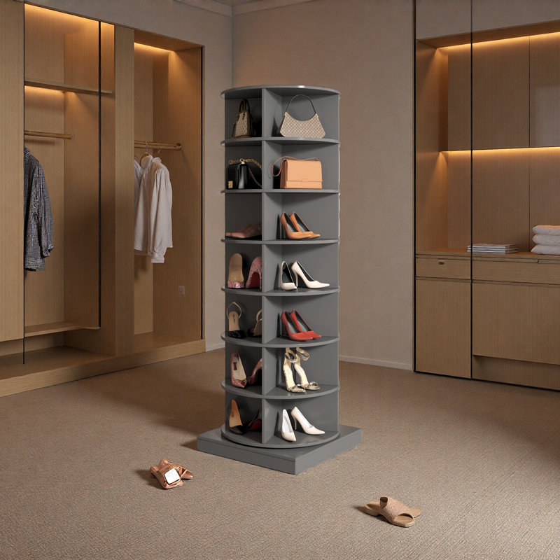 Armoire à chaussures rotative 360 7 niveaux, Gris, 7