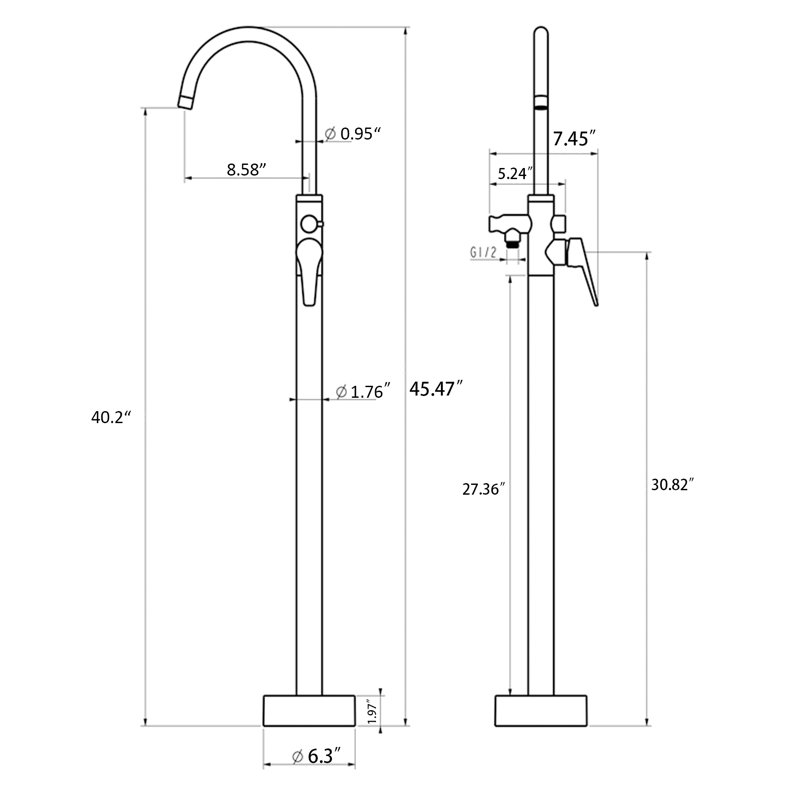Glossy Chrome Freestanding Tub Filler with Handshower