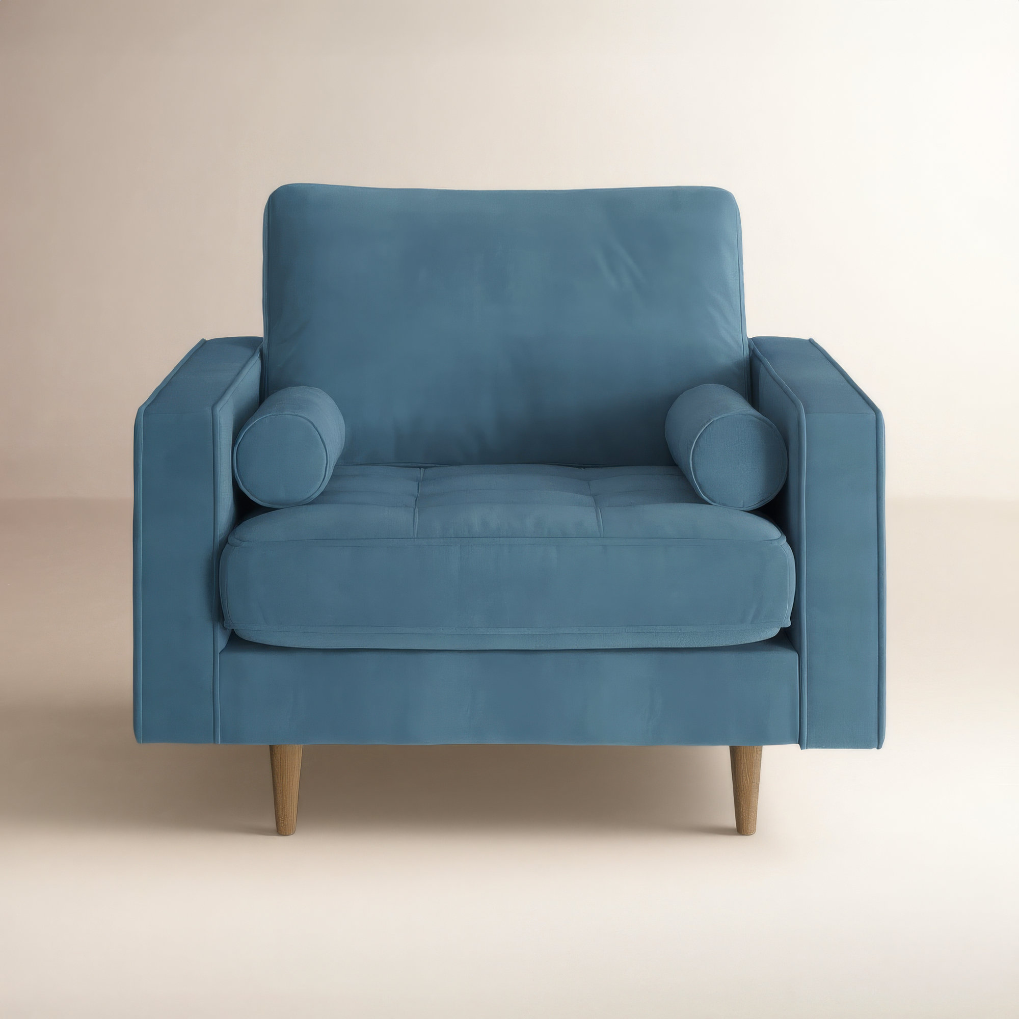 Geo Upholstered Armchair, Ocean Performance Velvet
