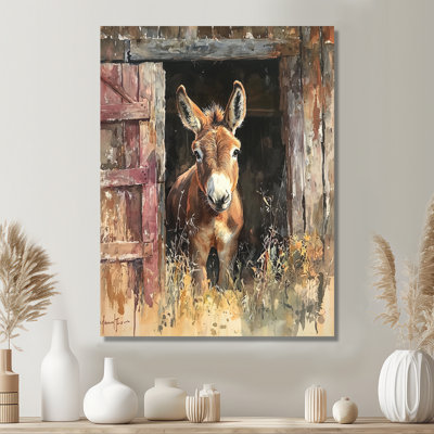 Donisha Cute Donkey Portrait At The Farm I - Donkey Wall Art