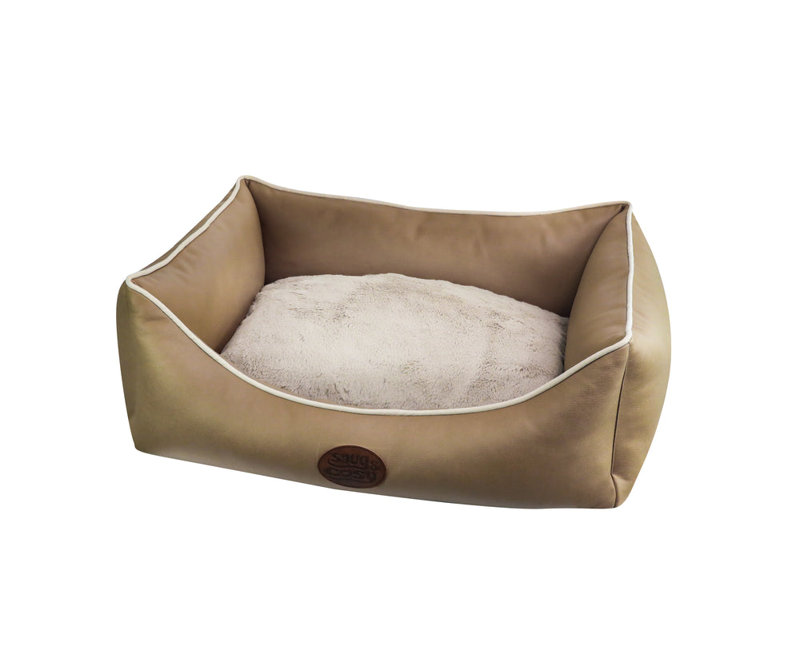 Faux Leather Pet Bed, 24cm H x 60cm W x 52cm D, Natural 64cm