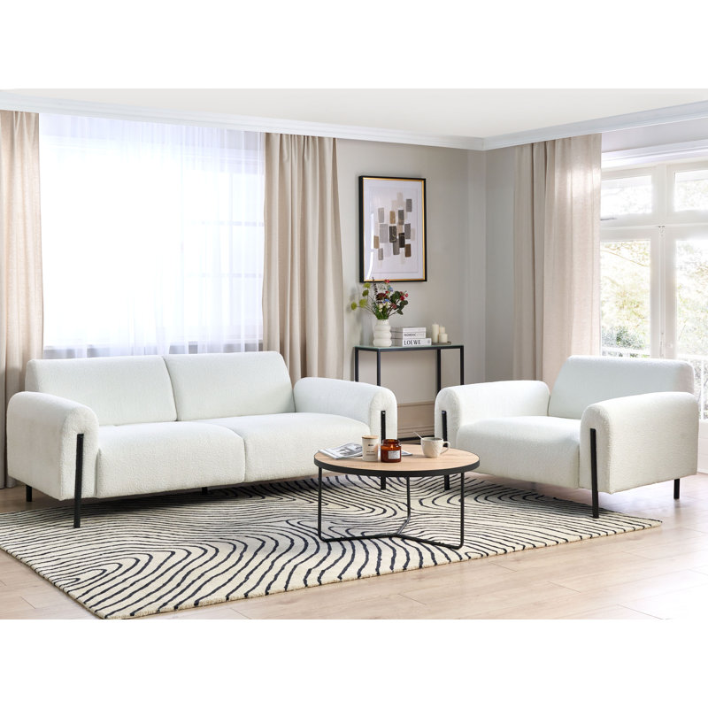 Saiyan 2 - Piece Living Room Set, White Boucle
