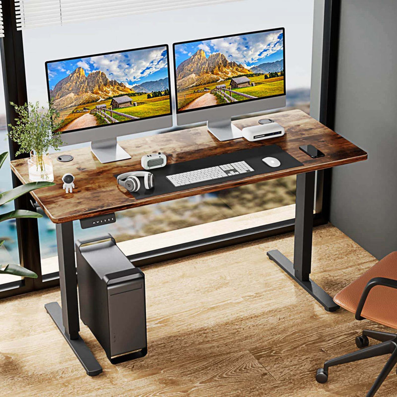 Bureau debout à hauteur ajustable Marther, H 28 po x l 48 po x P 24 po, Brun / noir