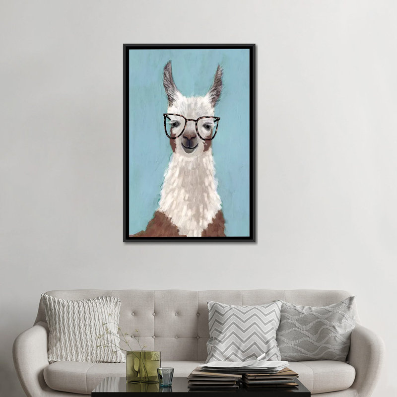 « llama spec i », art sur toile, Toile avec cadre noir, H 60 po x l 40 po x P 1,5 po, Pas de tapis