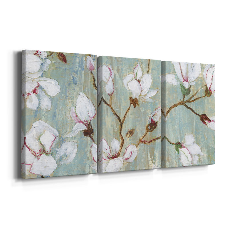 Dogwood Morning I - Toile tendue avec châssis de qualité supérieure - Prêt à être accroché, H 27 po x l 54 po x P 1 po