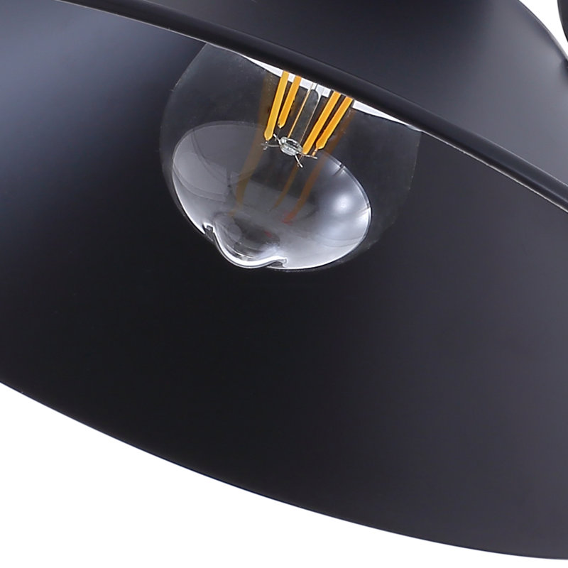 Plafonnier semi-encastré 1 lumière à finition noire