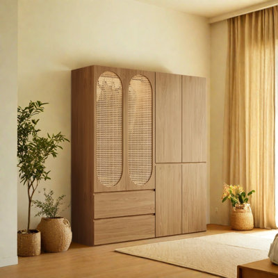 Rattan Woven Simple Classic Wardrobe