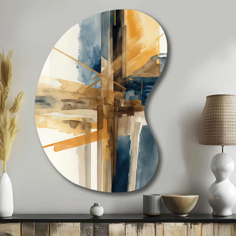 Cniya - Décoration murale irrégulière en forme de flèche en spirale abstraite, H 39 po x l 28 po