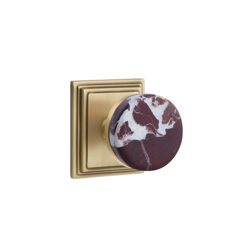Emtek Select Dummy Knobset w/ Wilshire Rosette & Conical Stem, Rosso Levanto Marble Knob, French Antique