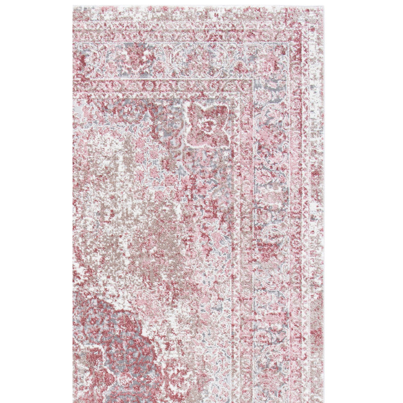 Tapis rose / ivoire Adams Adams, Tapis de couloir 2 pi x 10 pi