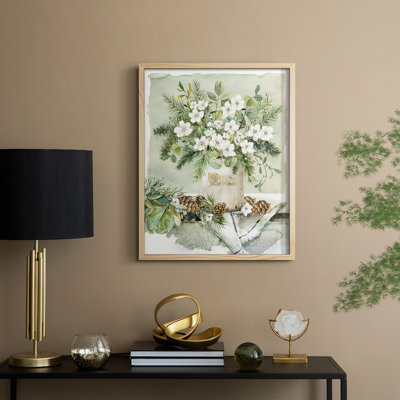 Merry Christmas Bouquet Framed Print - Solid Wood