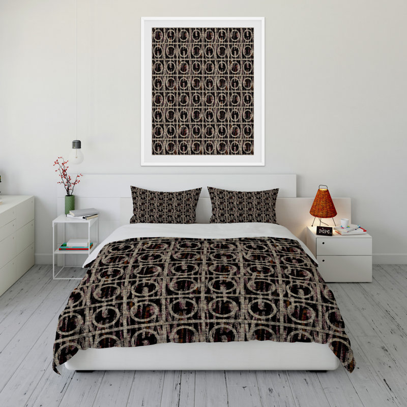 Twill Geometric Shapes Duvet Cover, King Duvet Cover + 2 King Pillowcases