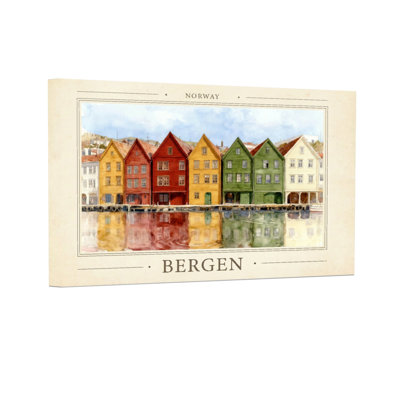 Scenic & Cityscapes Colorful Houses Water Reflection Norway Bergen