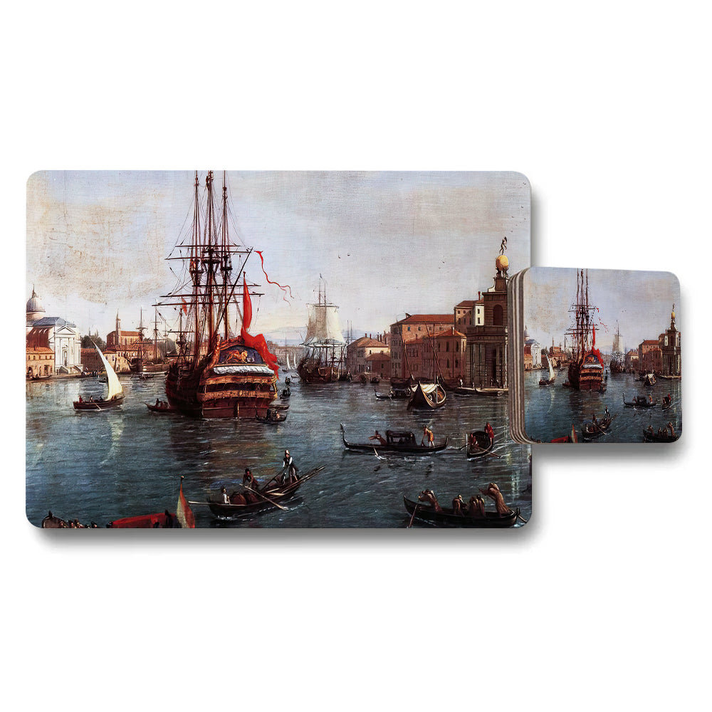 Harbor Scene Placemats And Coasters Set With Historic Ships Artwork