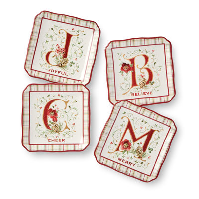 Ensemble de 4 assiettes canapées des Fêtes - Blooming