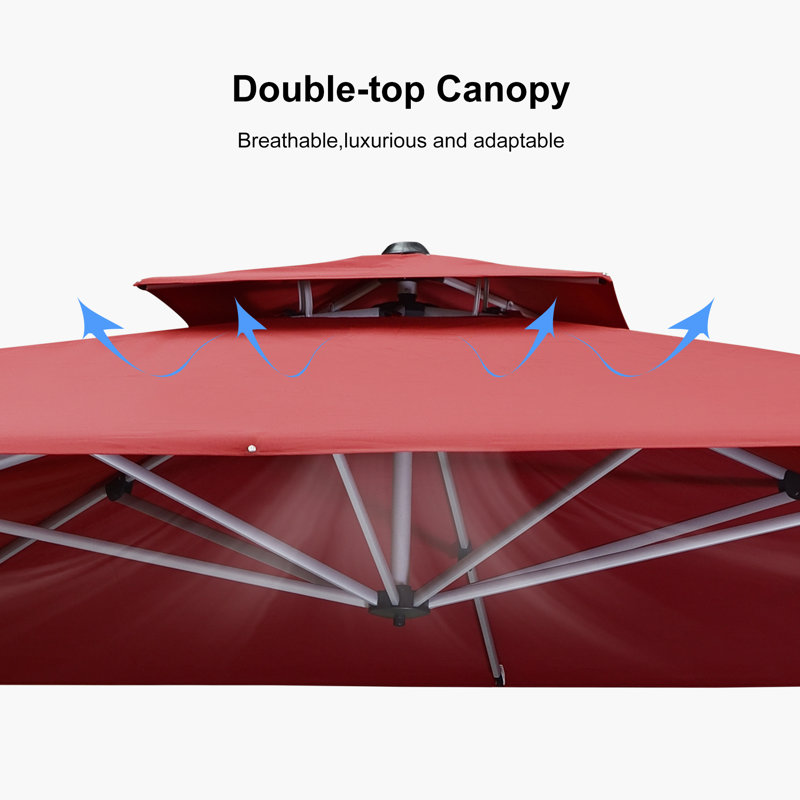 Hokku Designs 10' X 13' Rectangle Cantilever Umbrella with Steel Plate Base, Terra