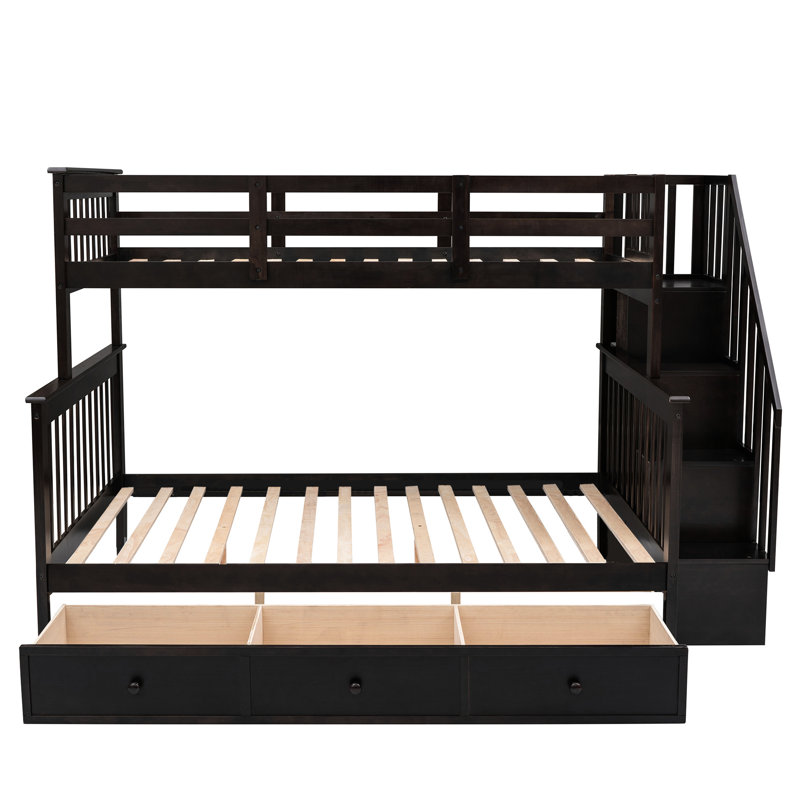 Lit superposé couleur avec escalier avec rangement pour tiroirs, robuste pour la chambre à coucher et les dortoirs, convient à tous les Bois massif. Rangement. Escaliers sécuritaires. Polyvalent ou à la maison