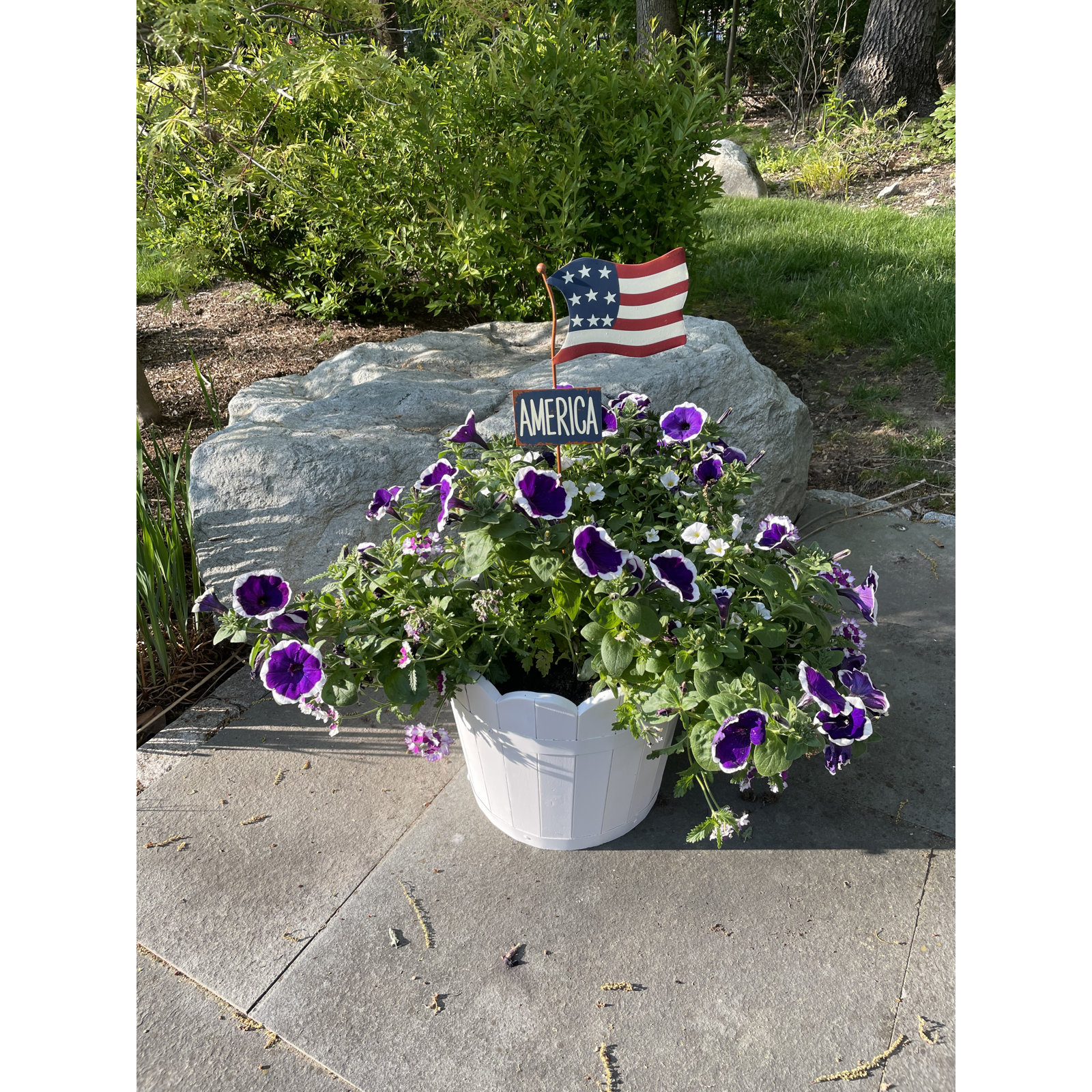 18" Metal Americana Flag Garden Stake