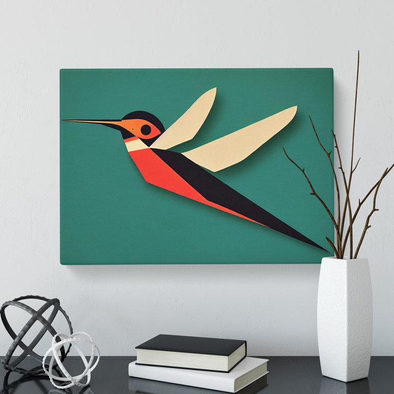 Brilliant Abstract Hummingbird - Wrapped Canvas Painting, 50cm H x 76cm W x 3cm D