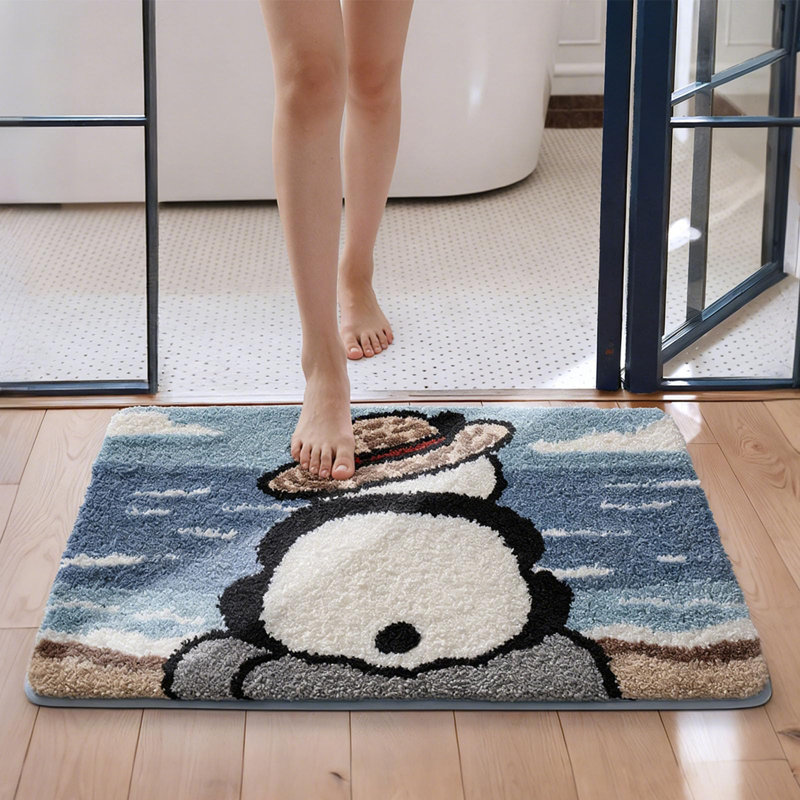 Joli tapis de bain, tapis TPR antidérapant absorbant ultra doux (panda)