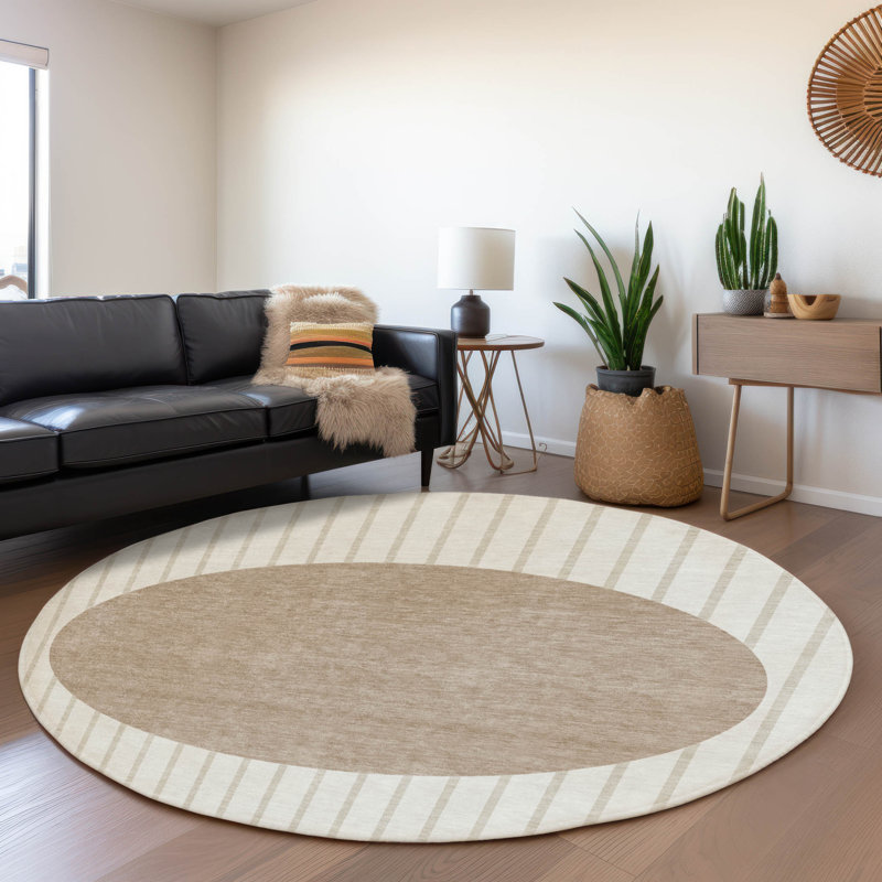 Premium Machine Washable Naglee AMF994 Stripes Rug, Round 8'