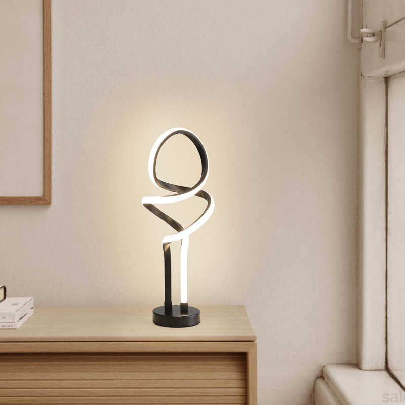 Petite lampe de table de chevet à DEL à intensité variable avec prise, lampe de bureau moderne pour chambre, salon et commode