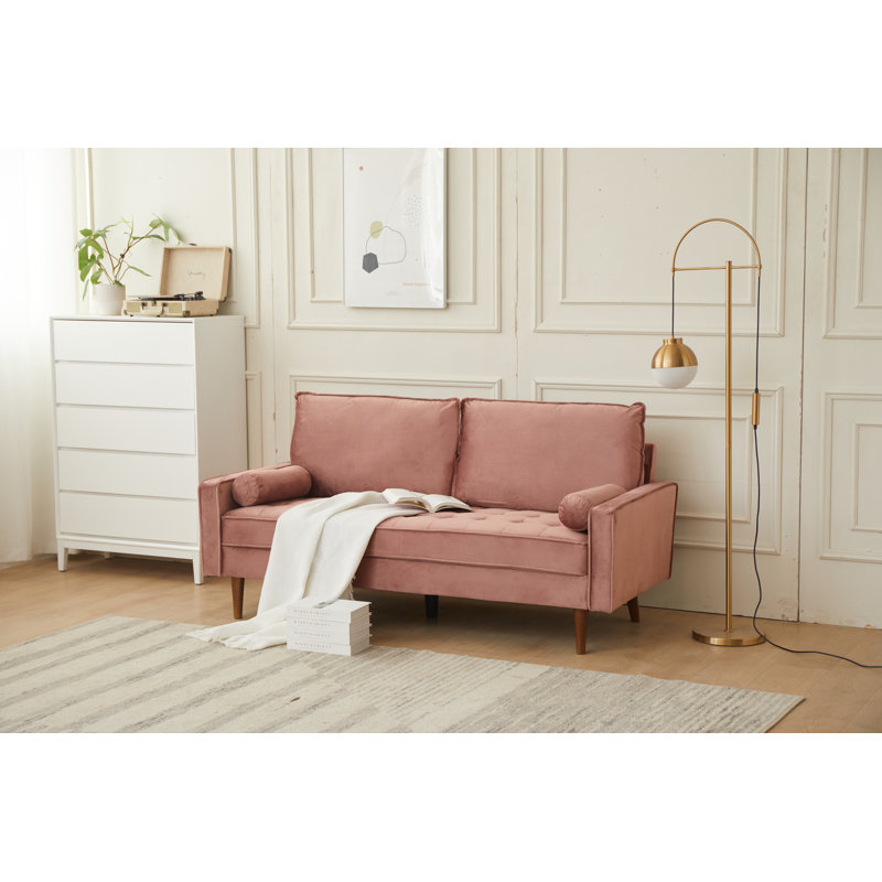 Causeuse rembourrée Mearline, Velours rose