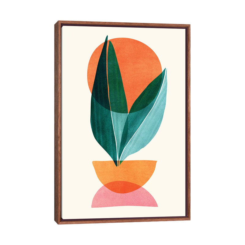 « Nature abstraite »-impression d’art graphique, Pas de tapis, H 40 po x l 26 po x P 1,5 po, Toile classique avec cadre brun