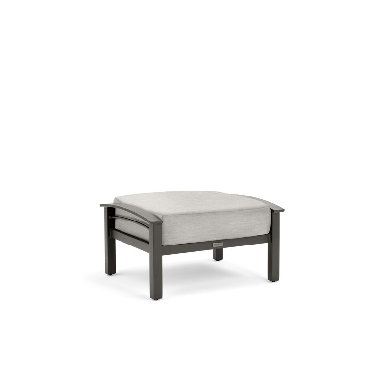 Stanford Cushion Ottoman, Weathered Teak, Light Gray