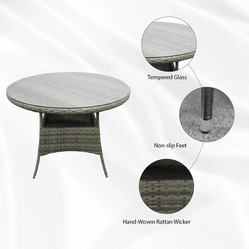 Rattan Garden Furniture Set 4 Seater With Round Dining Table Chairs For Outdoor