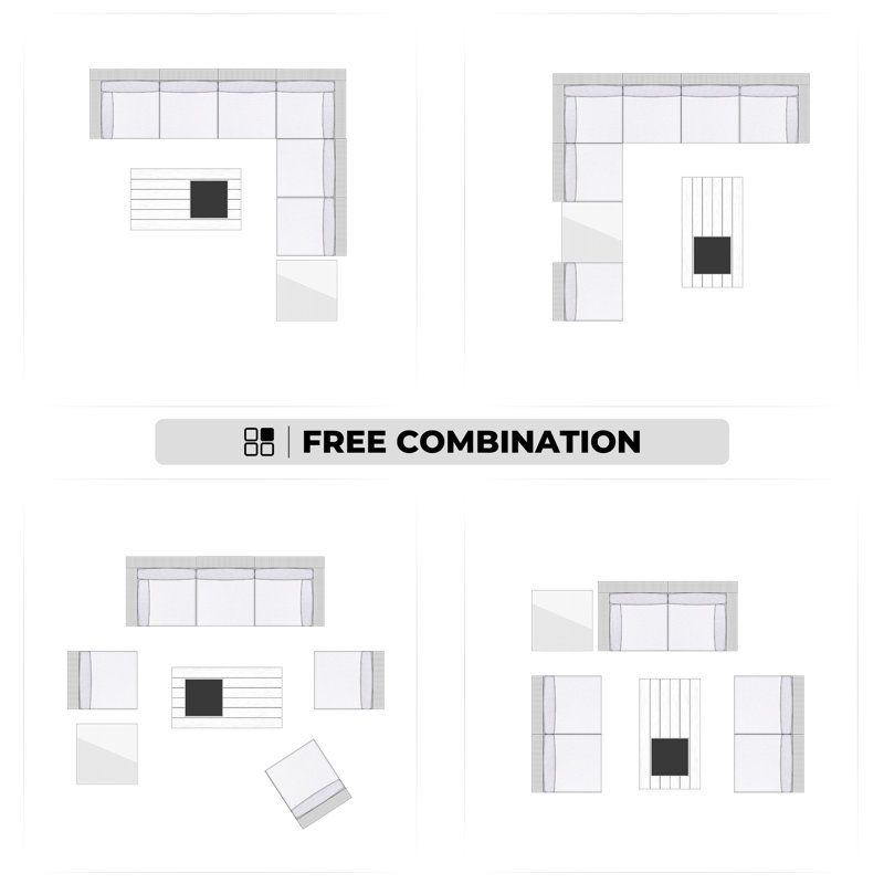 Chappotin Wicker 6 - Person Modular Patio Conversation Set with Cushions, Black