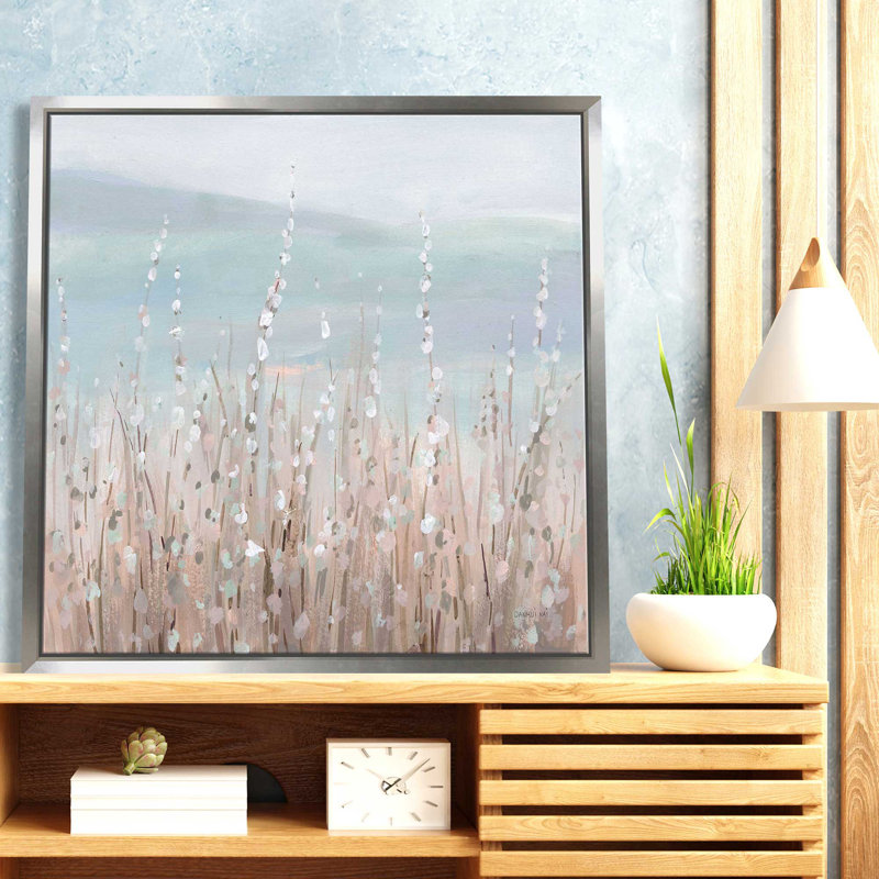 Coastal Morning Blooms - Peinture, L 21,5 po x H 21,5 po, Encadrement argenté