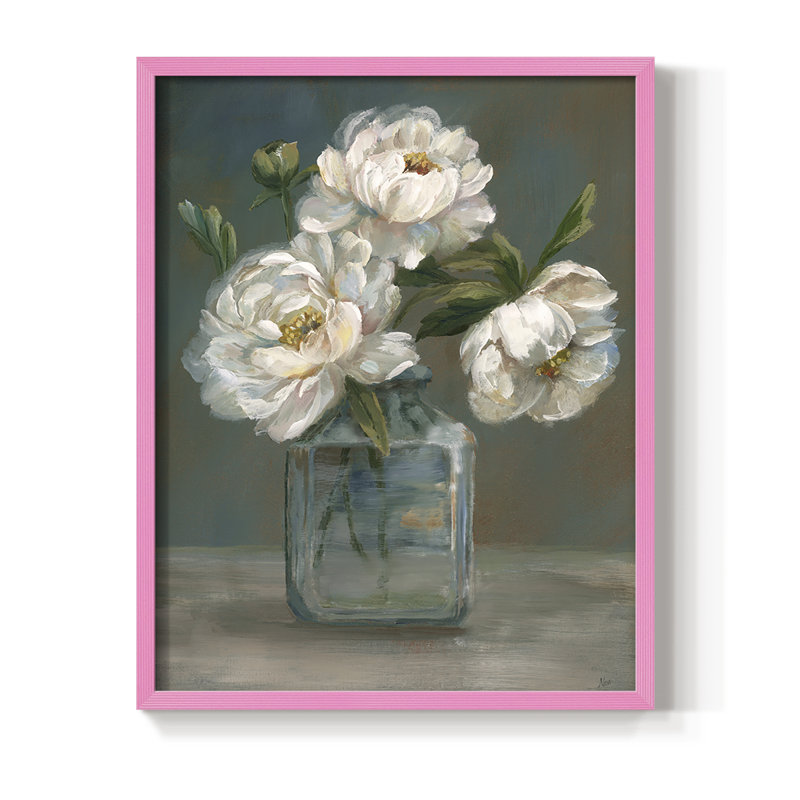 Reproduction encadrée de roses rétro - bois massif, H 30 po x l 24 po, Rose