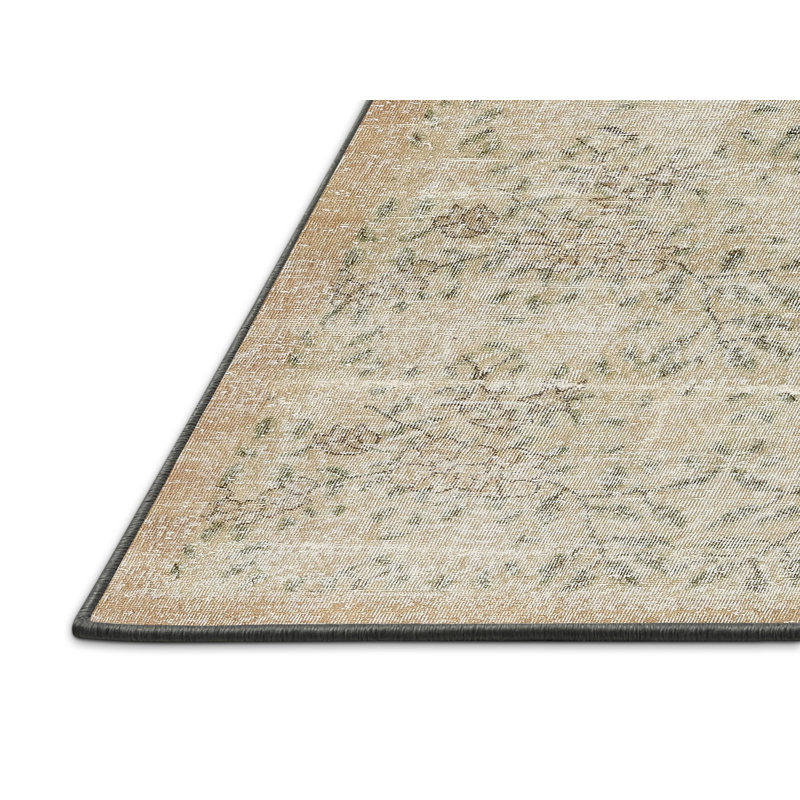 Tapis contemporain beige / olive clair, Rectangle 5 pi x 8 pi