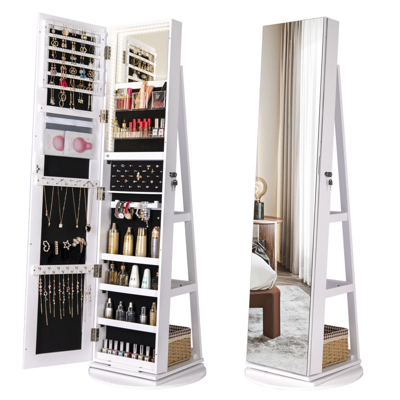 Armoire à bijoux avec miroir 21,6 po de largeur, Blanc