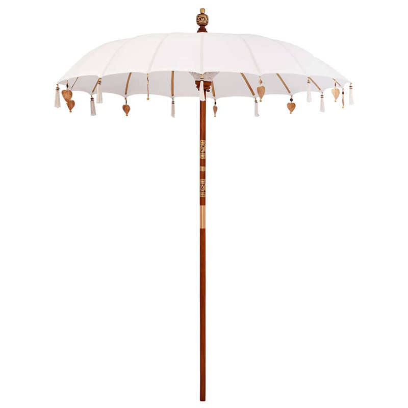 Beach Parasol, White, 260cm H x 185cm W x 185cm D