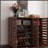 5-Tier Shoe Storage Cabinet with Adjustable Shelves, Wooden Shoe Rack Organizer with Louvered Doors for Entryway