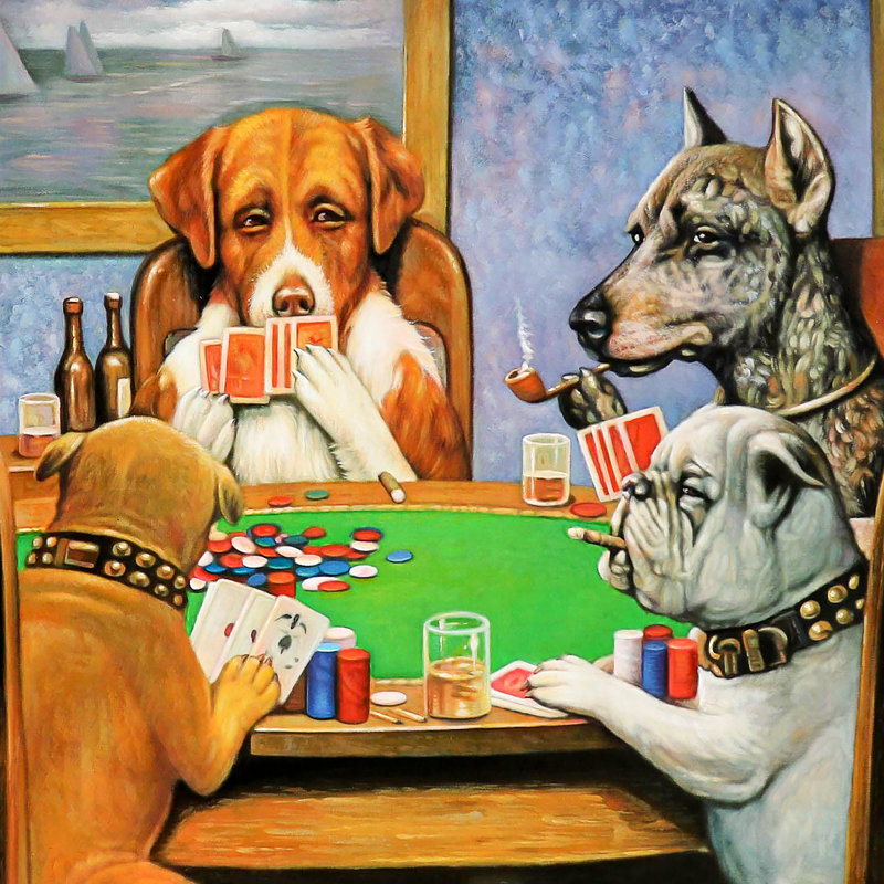 A Friend in Need (Poker Dogs), 1903, reproduction d'art sur toile, H 30,25 po x l 39,25 po