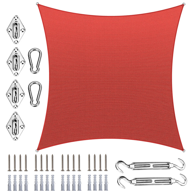 Toile d'ombrage carrée Royal Shade avec quincaillerie, Rouge, 14 pi x 14 pi