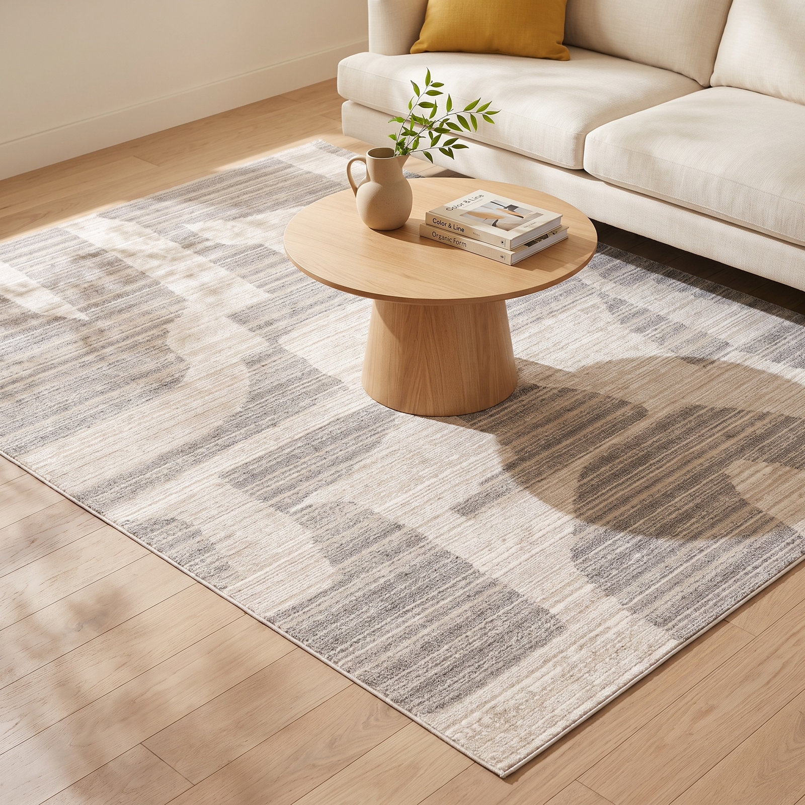 Loehrke Tan Taupe Abstract Rug, Rectangle 9'6" x 13'6"