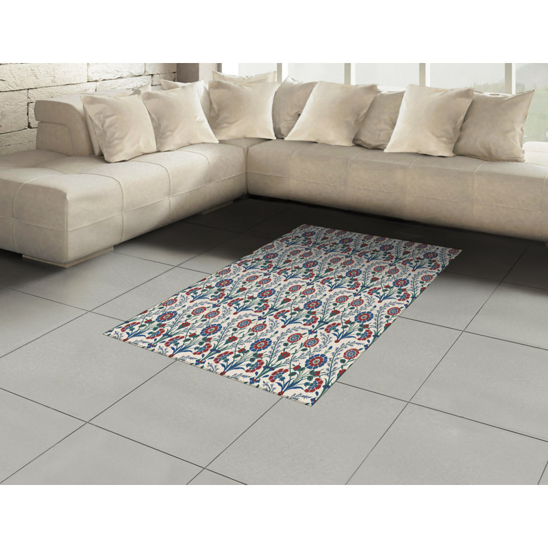 Ethnic High Density Long Fiber Poly Threads Decorative Area Rug Carpet, Rectangle 4' x 5'8"
