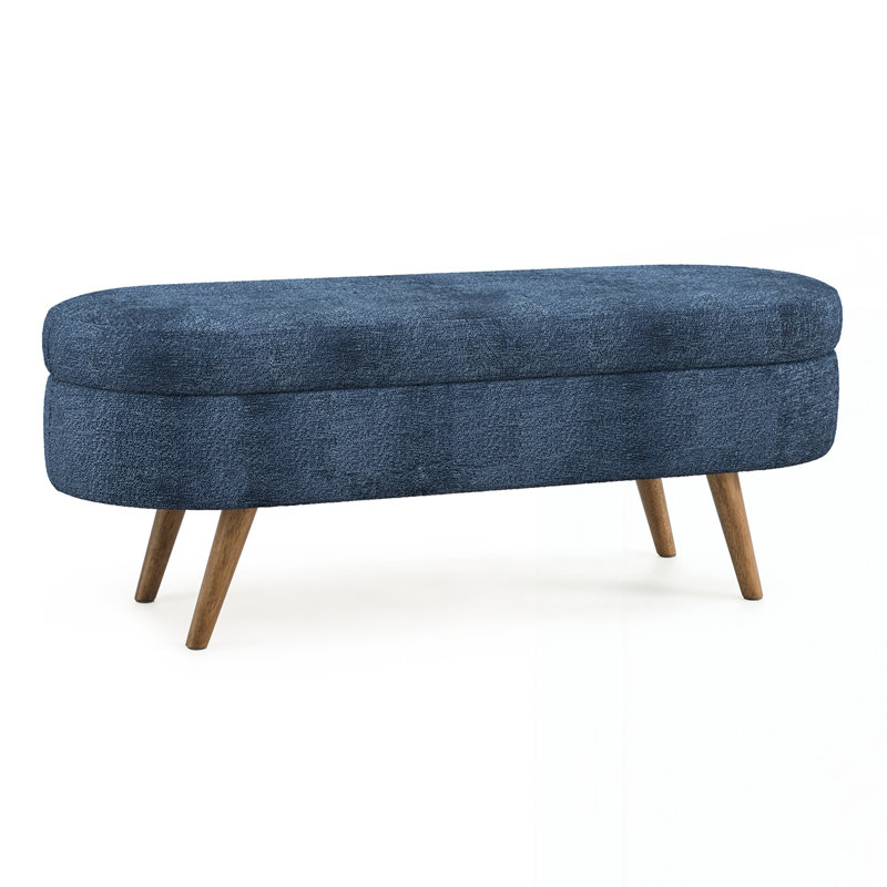 Banc de rangement repose-pieds ovale, Bleu très foncé