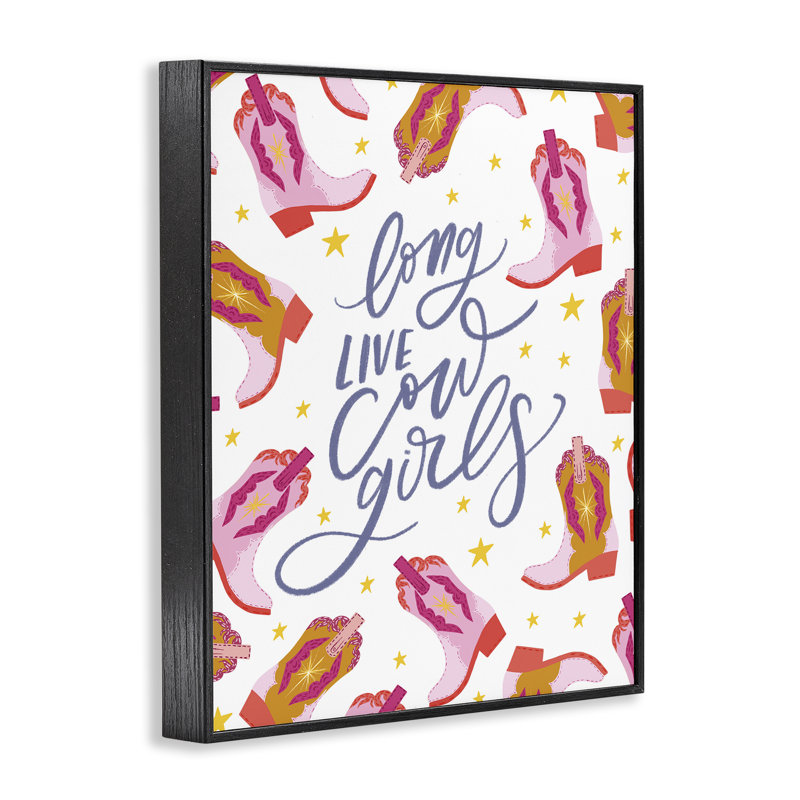 Vive les cow-filles, estampe numérique, design par Isabela Schielke, H 14 po x l 11 po, Giclée encadrée noir minuit