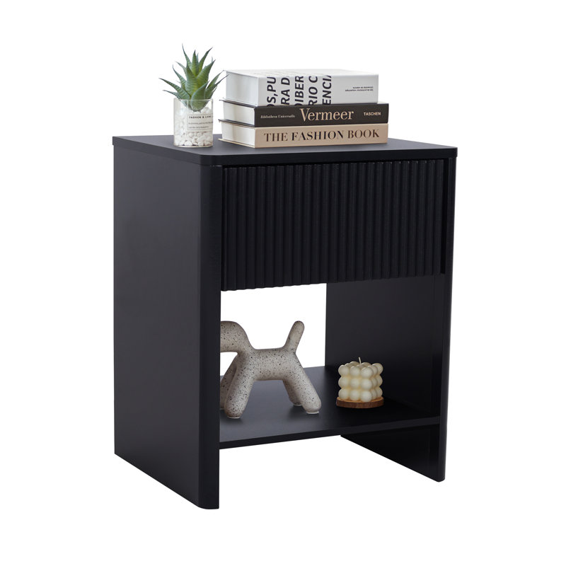Table de bout avec rangement Tautiana, Noir