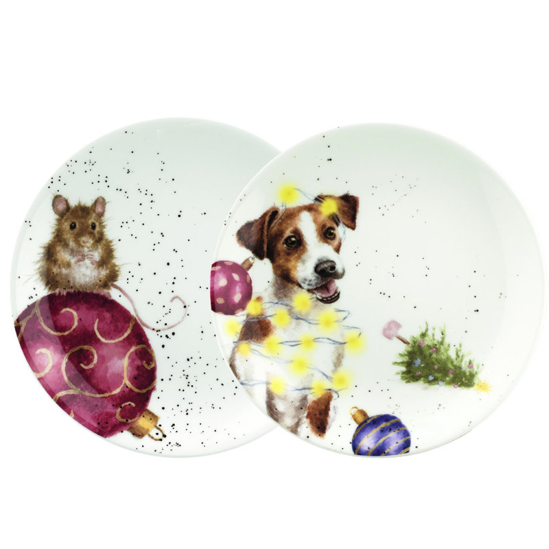 Royal Worcester - Planche rww-Wrendale Designs 6,5 po (chien et souris)