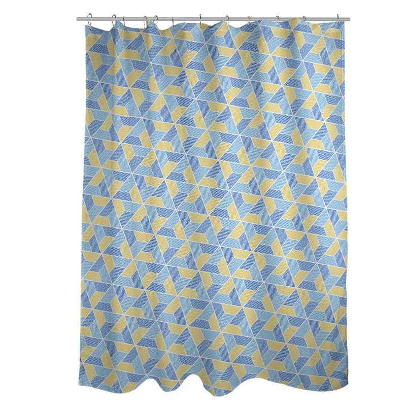 Rideau simple à deux trapézoïdes, Bleu / Jaune